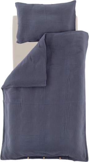Träumeland mousseline beddengoed GOTS blauw 100 × 135 cm + 40 × 60 cm