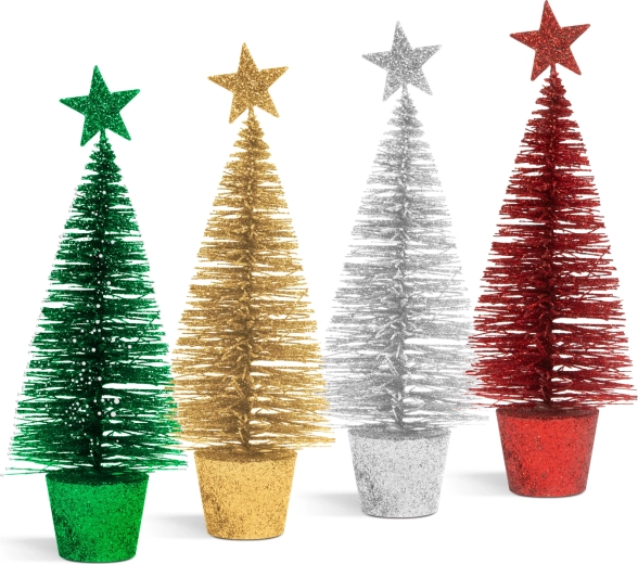 Mini-kerstboom met glinsterend oppervlak 18 cm - 1 stuk