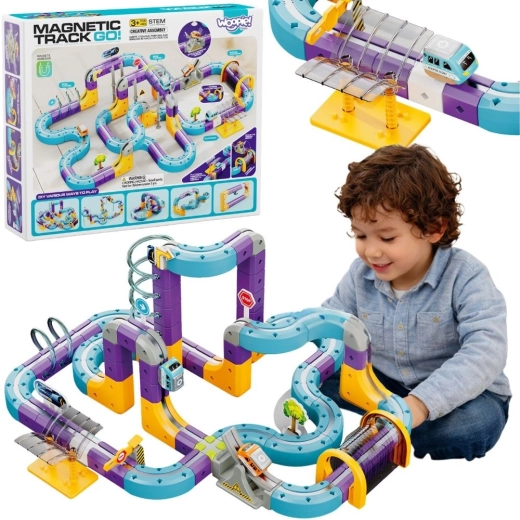 Woopie magnetische constructieset – treinbaan met magnetische aantrekking 126 onderdelen