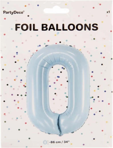 Folieballon cijfer 0 blauw 86 cm