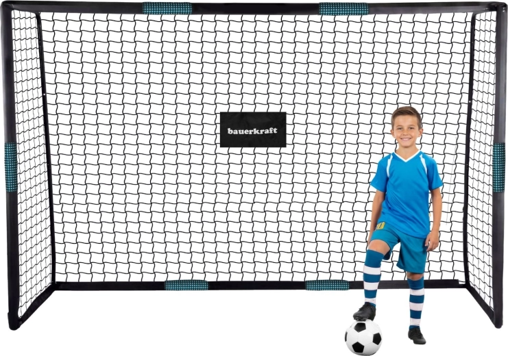 Metalen voetbaldoel Bauerkraft met net 300 × 200 × 120 cm zwart-blauw