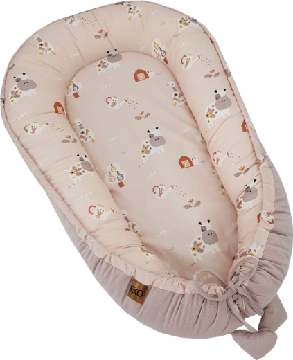 EKO baby nest velvet My farm poederroze 90 × 60 cm