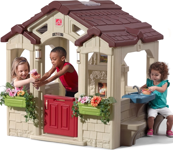 Tuinhuisje met bankjes en keukentje STEP2