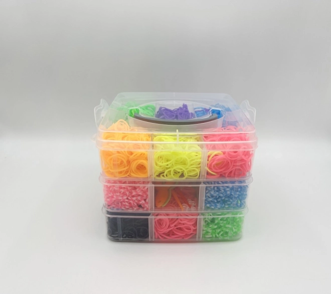 Set elastiekjes voor het maken van Loom Band armbandjes, 3000 stuks in een box
