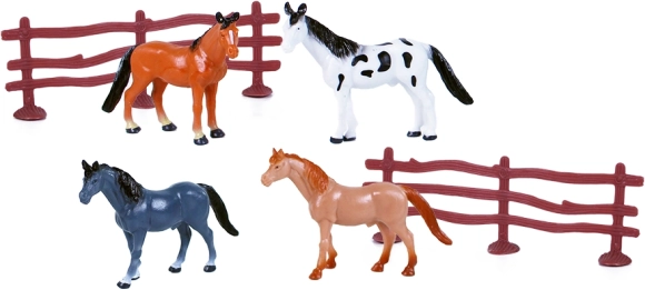 paarden met omheining – set van 4 paardjes