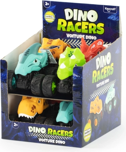 Dinosaur raceautootje met opwindmotor (pull-back)