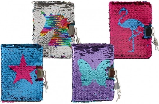 Notitieblok met pailletten en slot TEDDIES