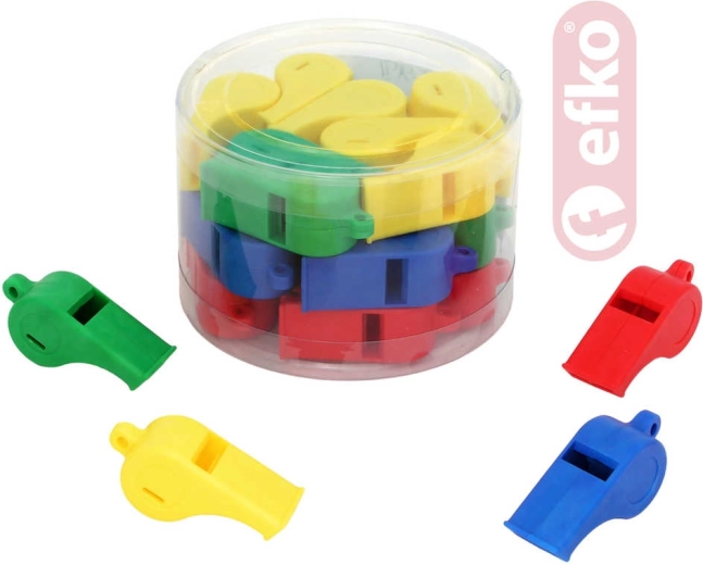 Efko tweekleurig scheidsrechtersfluitje van plastic - 1 stuk