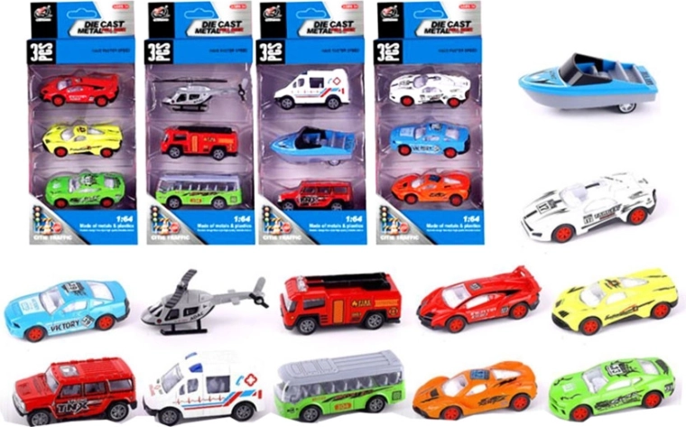 Set van metalen-kunststof autootjes – 3 stuks