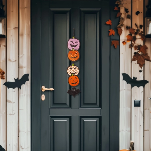 Halloween-hangdecoratie in de vorm van een pompoen van hout