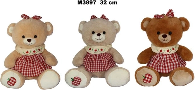 Pluchen teddybeer in jurkjes - 1 stuk