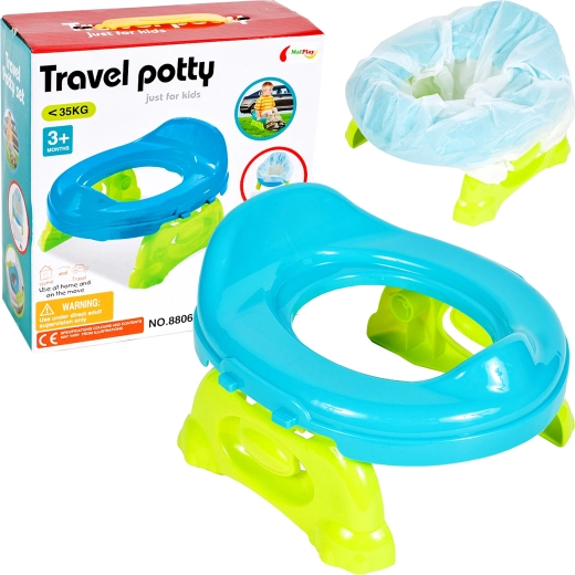 Reistoilet voor kinderen met wegwerpzakjes, blauw