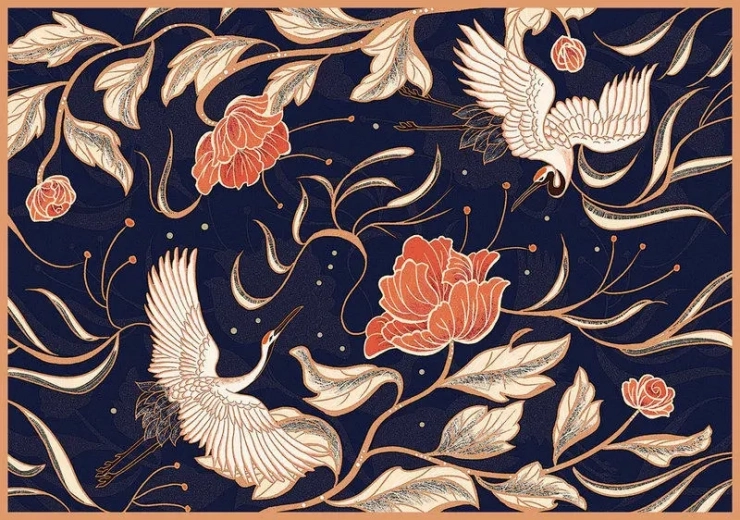 Puzzel Geheime Tuin: Kranen en bloemen 500 stukjes