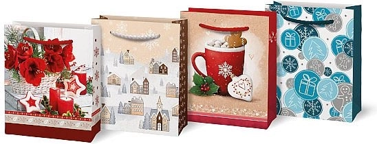 Papieren kerstcadeautas met opdruk A6 - 1 stuk