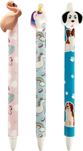 Uitgumbare gelpen CONCORDE Diertjes, blauwe inkt 0,5 mm