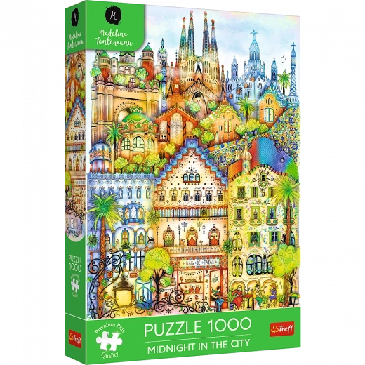Premium puzzel 1000 stukjes – middernacht in Barcelona