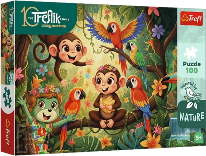 Trefl Inspired By Nature puzzel Aapjes en vrienden 100 stukjes