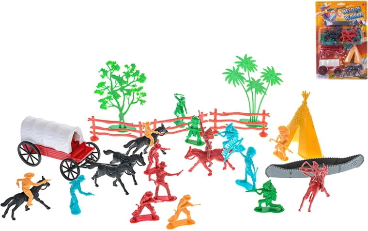 Set westerse figuren met koets en accessoires