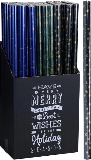 Kerstinpakpapier 0,7 × 2 m, mix van decoren - 1 stuk