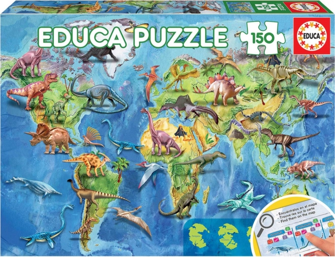 Puzzel Wereldkaart met Dinosaurussen EDUCA 150 stukjes