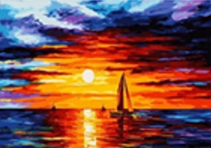 Diamond painting – zeilboot bij zonsondergang 30 × 40 cm