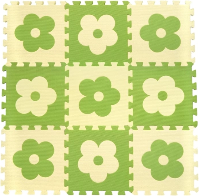 Schuimmat puzzelmat Bloemen groen-beige
