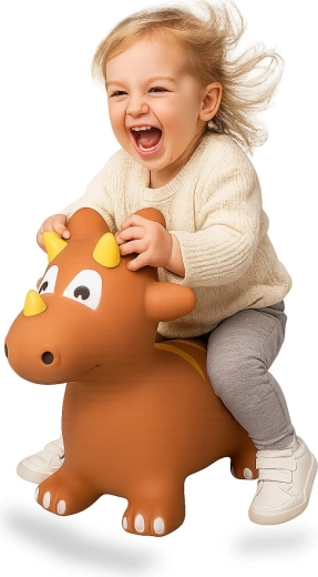 Opblaasbare springende dinosaurus Jamara HoppyDoo triceratops met pompje