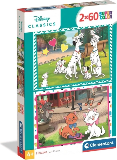 Puzzel CLEMENTONI Disney: 101 Dalmatiërs en Aristokatten 2×60 stukjes