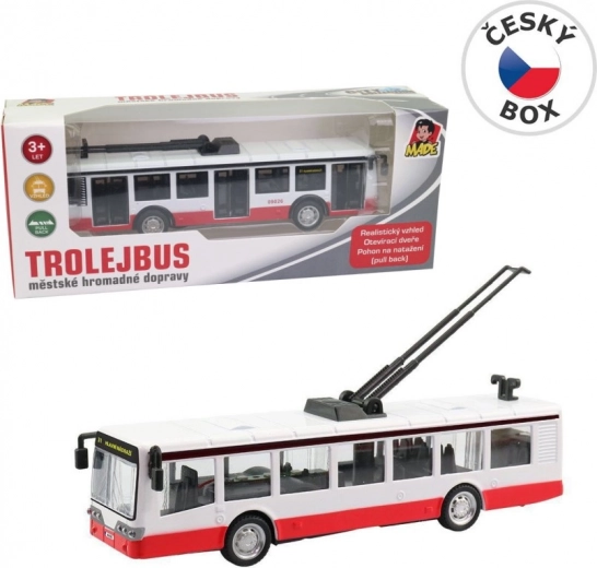 metalen trolleybus met terugtrekmechanisme 16 cm