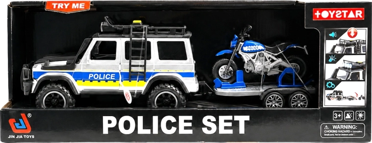 Politie-terreinwagen met aanhanger en motor - 1 stuk