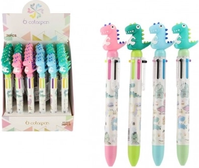Multicolor pen met dinosaurussen 6-in-1, 17 cm