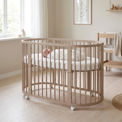 Ovale meegroeiwieg 3-in-1 met matras, kasjmierkleur