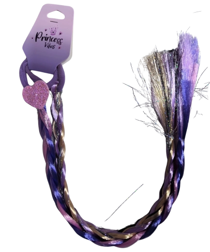 PINK set elastiekjes met haarstukken en hartje, 2 stuks