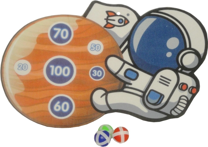 Kinderspel dartbord met klittenbandballen – ruimte-thema astronaut