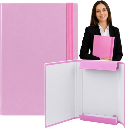 Roze dossiermap voor A4-documenten met elastiek, hard (34,5 cm) - 1 stuk