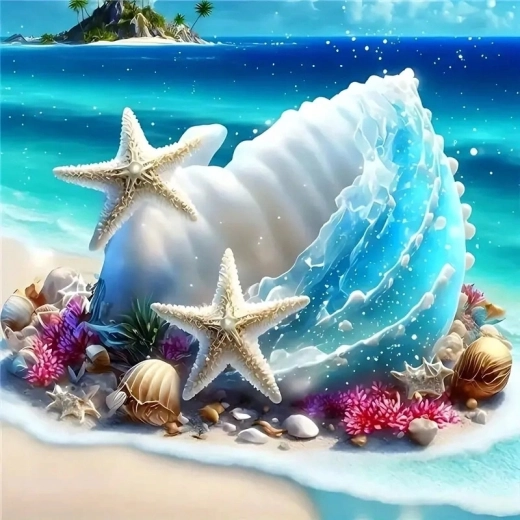 Norimpex schilderen op nummer Prachtige schelp aan de kust 40 × 50 cm