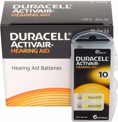 Batterijen voor hoortoestellen DURACELL Activair 10, 6 stuks