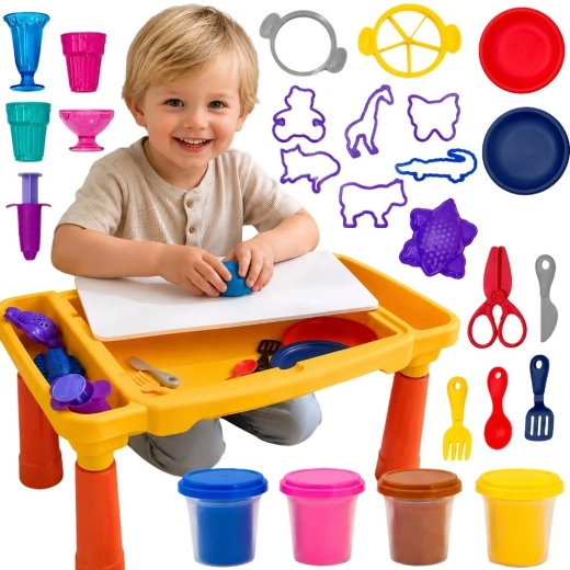 Woopie creatieve tafel met boetseerklei en accessoires, 40 onderdelen