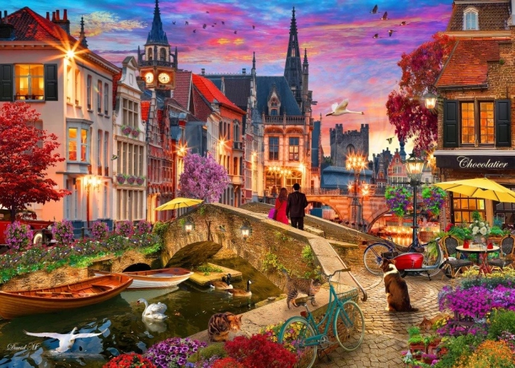 Puzzel Avond aan het waterkanaal 1000 stukjes