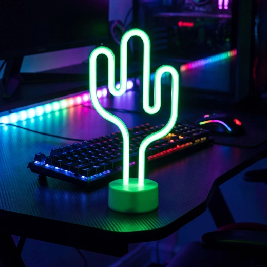Neon LED-lamp groene cactus