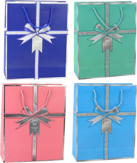 Cadeautas van papier met strik Just for you 32 × 26 × 12 cm