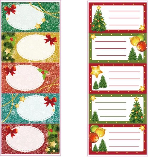 Kerstnaamlabels voor cadeaus TORO – stickers, mix van motieven, 5 stuks