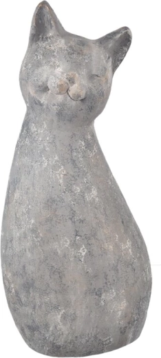 Decoratief keramisch kattenbeeld grijs 53 cm