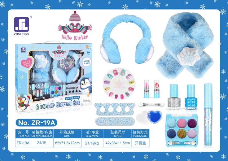 Winterset voor kinderen met sjaal, oorwarmers en cosmetica