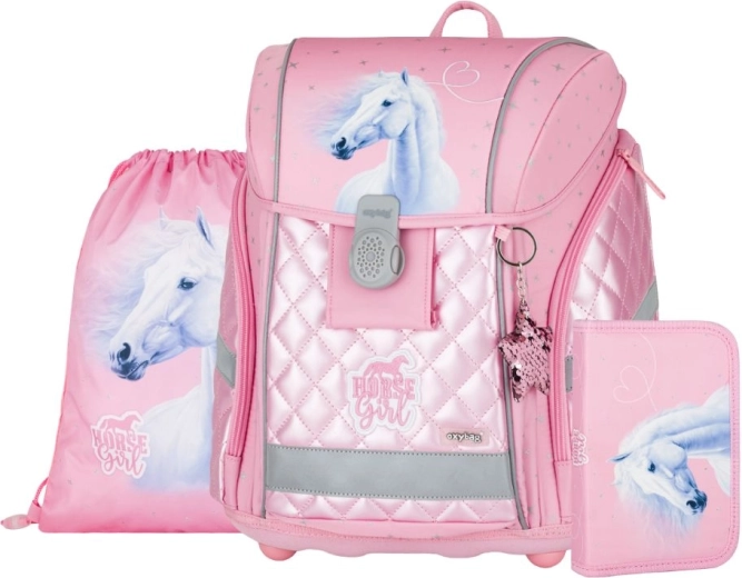 Schoolsset 3-delig PREMIUM LIGHT – roze paard Romantic