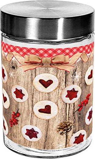 Glazen pot TORO 1100 ml met kerstmotief van Linzer koekjes