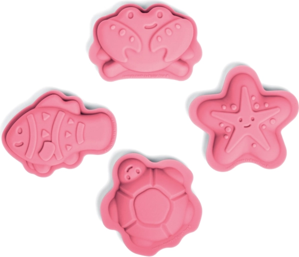 Bigjigs Toys siliconen zandvormpjes – roze zeethema