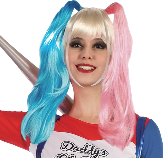 Kinderpruik Harley Quinn – zwart-rode carnavalspruik
