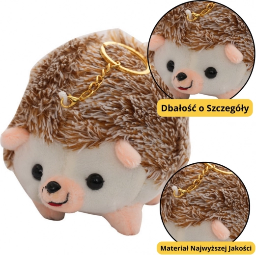 Pluchen egel sleutelhanger bruin 9 cm