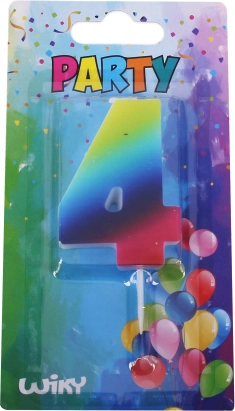 Partykaars cijfer 4 regenboog